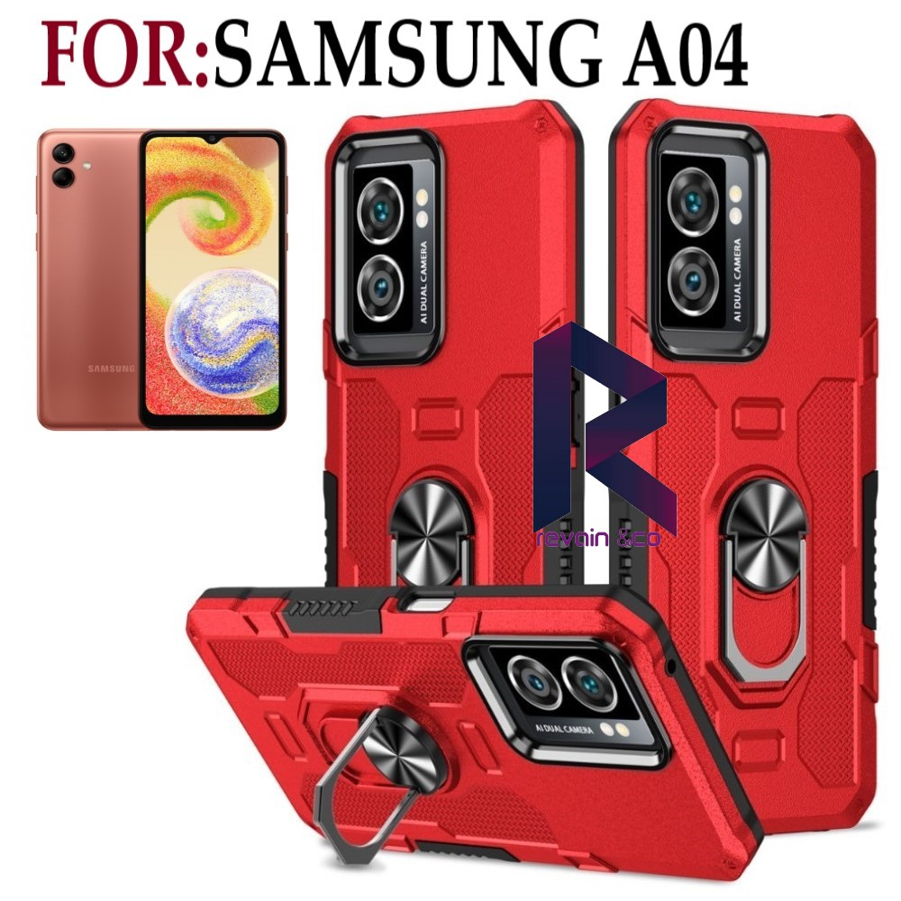 Case Armor SAMSUNG A04 Iring Cincin Magnetic Kesing Hp Protect kamera Premium Hard Case Standing Robot Pelindung Kamera