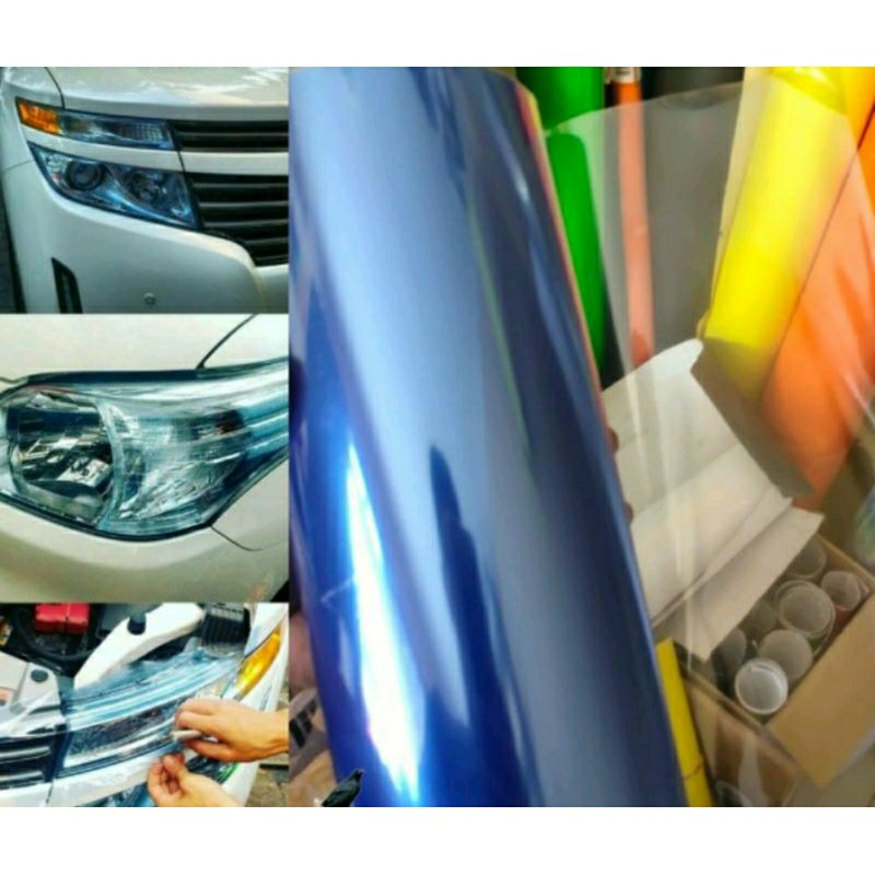 stiker skotlet hibrid stiker headlam stiker transparan biru skotlet lampu