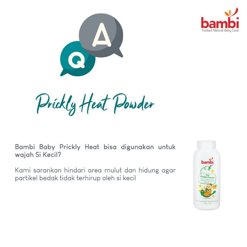 [BPOM] Bambi Baby Powder Prickly Heat 100gr / Bambi Bedak Tabur Khusus Biang Keringat Bayi / Kulit Normal - Sensitif / Bedak Meredakan Gatal &amp; Ruam Biang Keringat / MY MOM