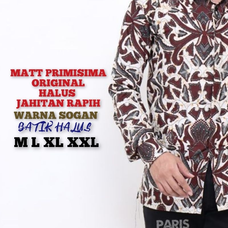 KEMEJA BATIK PRIMISIMA SOGAN (COD) PROMO BATIK PRIA SIZE M L XL XXL BSWART BATIK HRBO26 Hem panjang padi