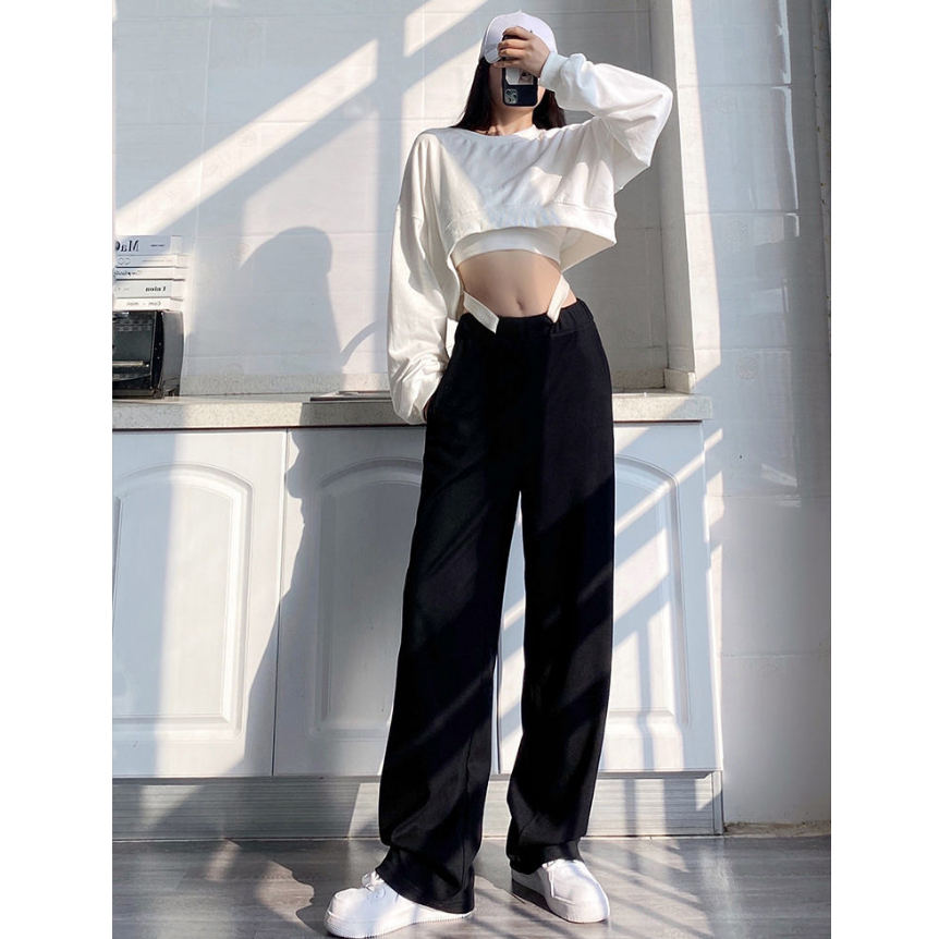 XIAOZHAINV Celana Wanita Korean Style High Waist Loose Pants 8809