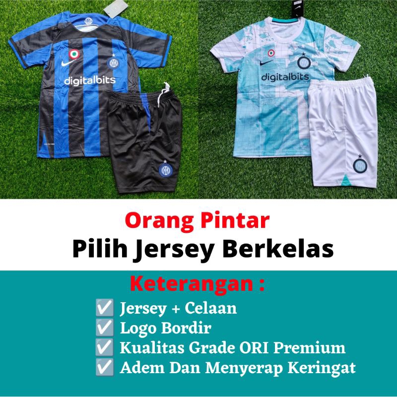 Setelan Jersey Bola Anak Interr Milann Home Away 2022 2023 Grade ORI Import Baju sepak Bola Anak