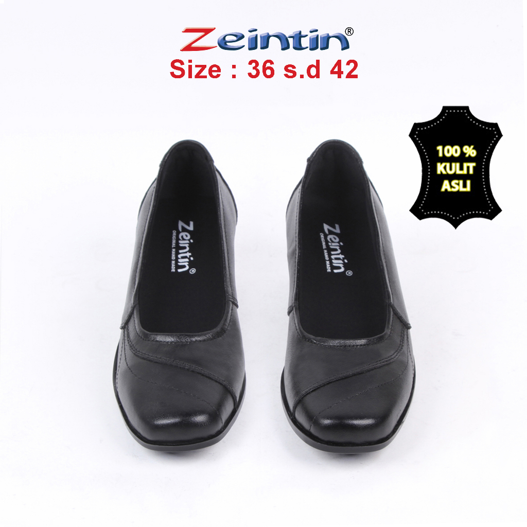 Zeintin - Sepatu Pantofel Hitam Wanita Bahan Kulit Asli Terbaru Sepatu Pantofel kerja Kantor Original Zeintin BJ