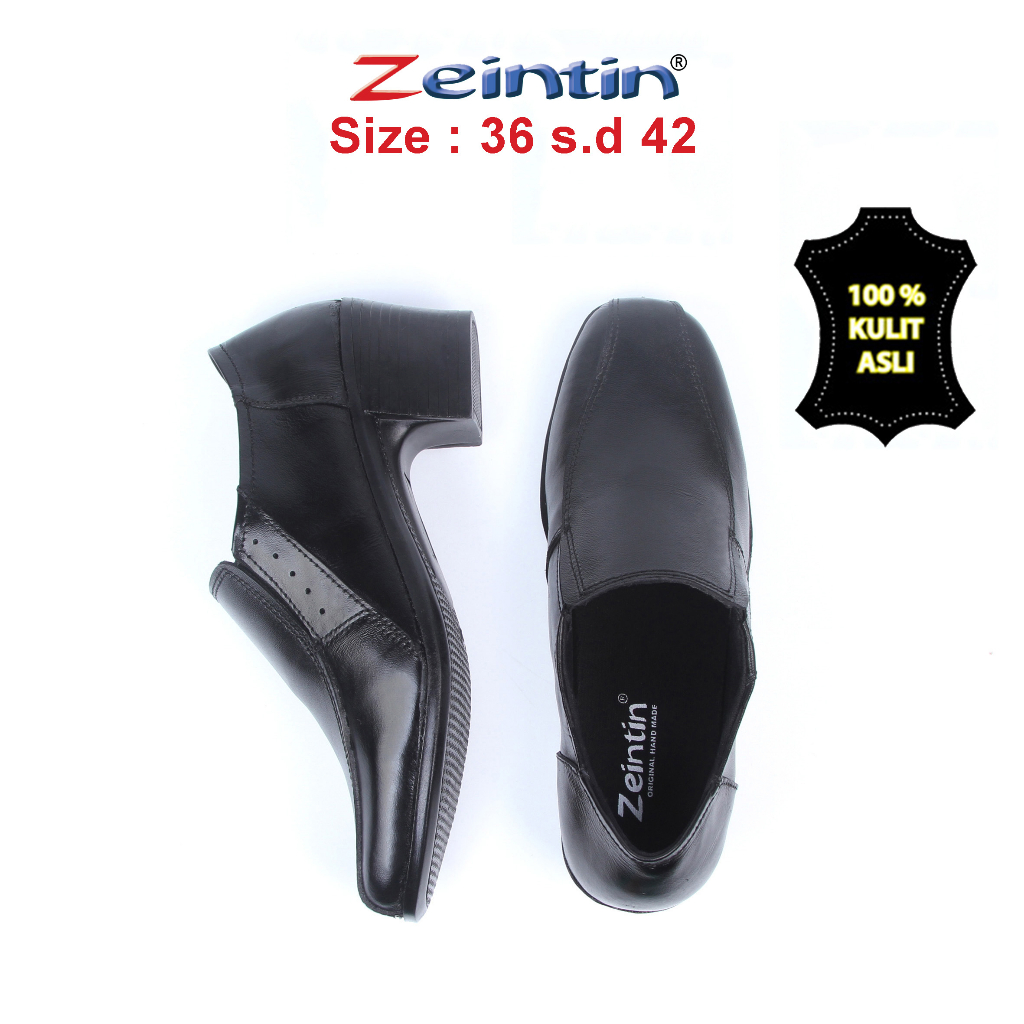 Zeintin - Sepatu Pantofel Hitam Wanita Bahan Kulit Asli Terbaru Sepatu Pantofel kerja Kantor Original Zeintin BJ