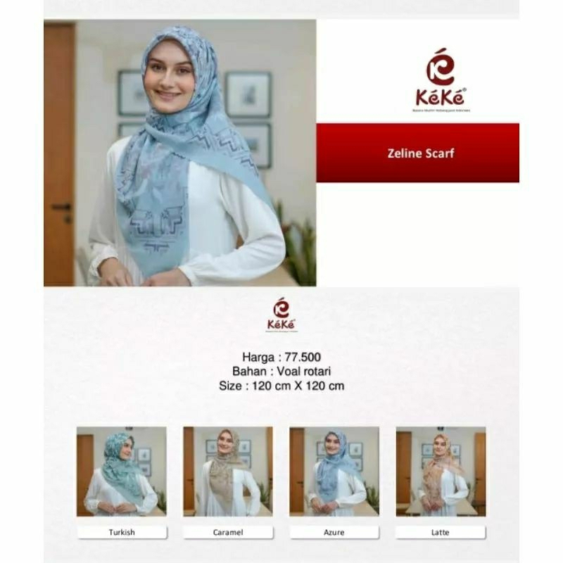 HIJAB TERBARU KEKE ZELINE SCARF AZURE - ZELINE SCARF TURKISH - ZELINE SCARF LATTE