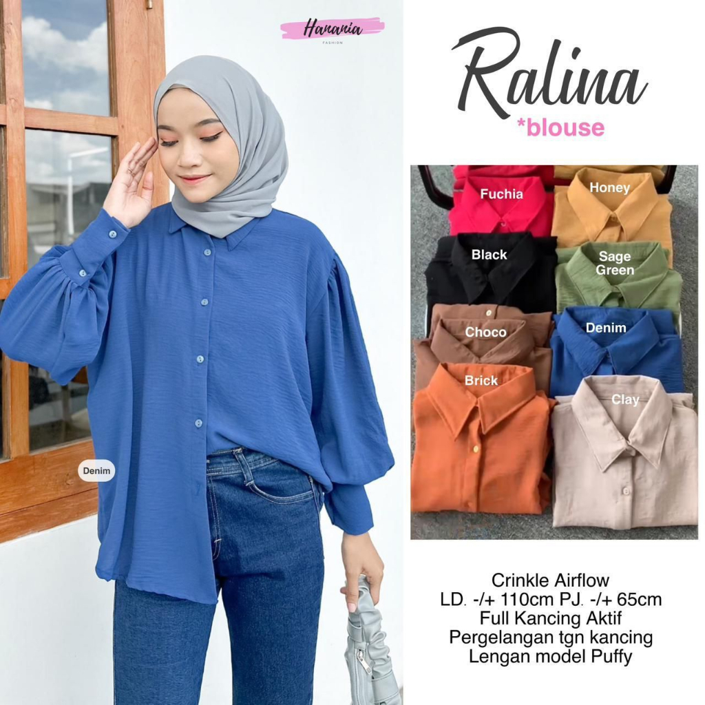 RALINA BLOUSE POLOS PUFFY BALON ORI BY HANANIA