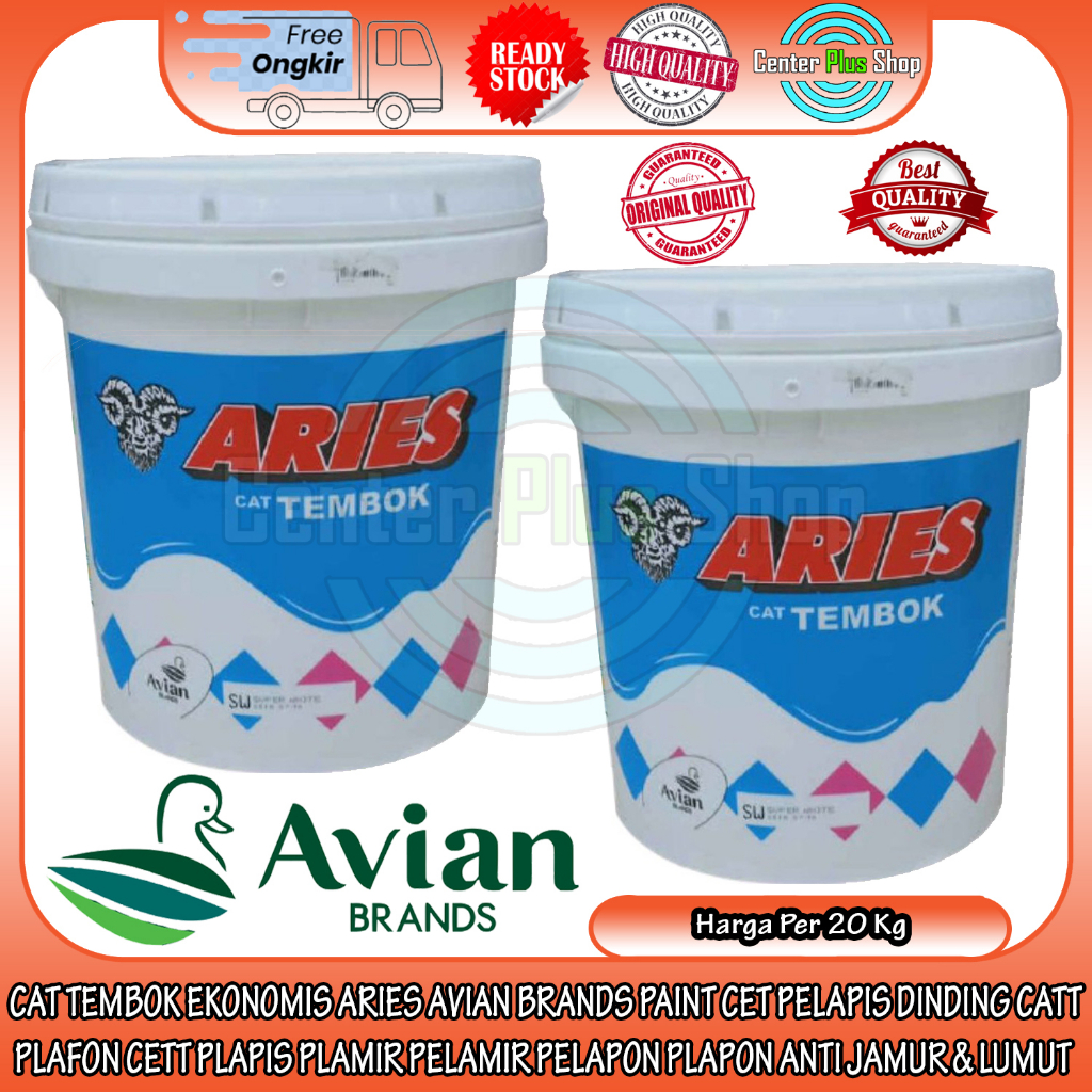 CAT TEMBOK EKONOMIS ARIES AVIAN BRANDS PAINT GALON PAIL 20kg CET PELAPIS DINDING INTERIOR EKSTERIOR 