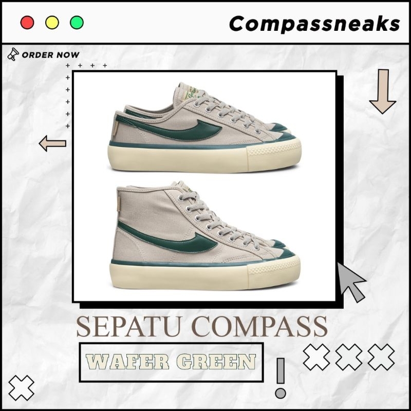 Sepatu Compass Gazelle Low/High Wafer Green