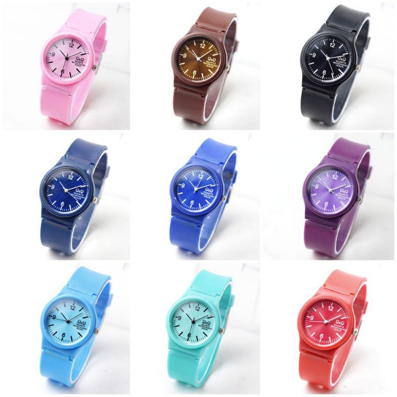 Jam Tangan QQ Rubber Silicon Silikon Wanita Pria Unisex Warna Warni Analog Quartz