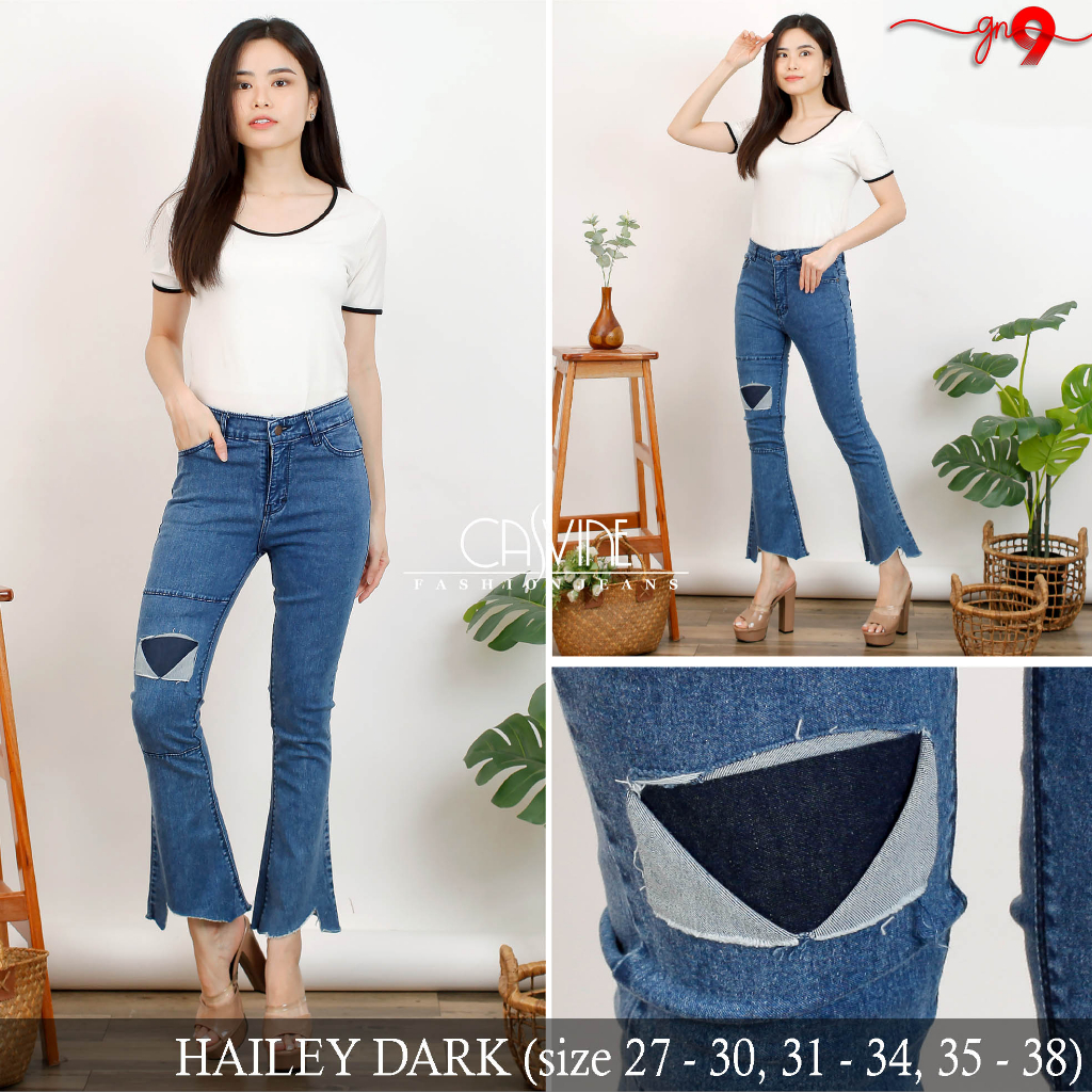 CASVINEJEANS || Celana Jeans Wanita Cewek Hailey Bigsize Jumbo Mom Jeans Sobek Patch