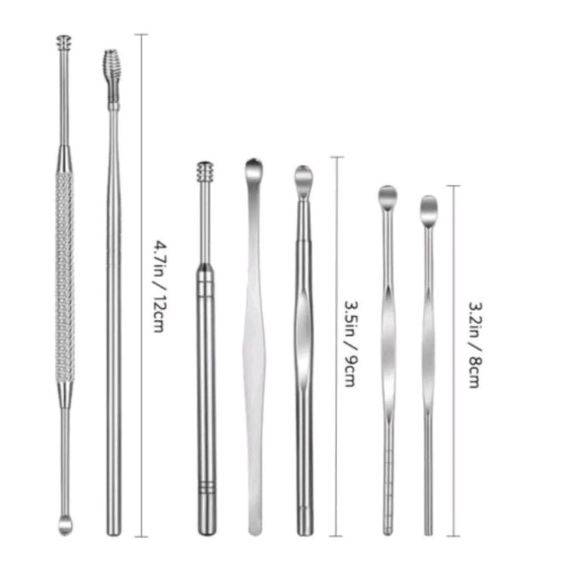 Alat pembersih telinga set 5 in 1 stainless steel/ear picker/korek kuping stenlis