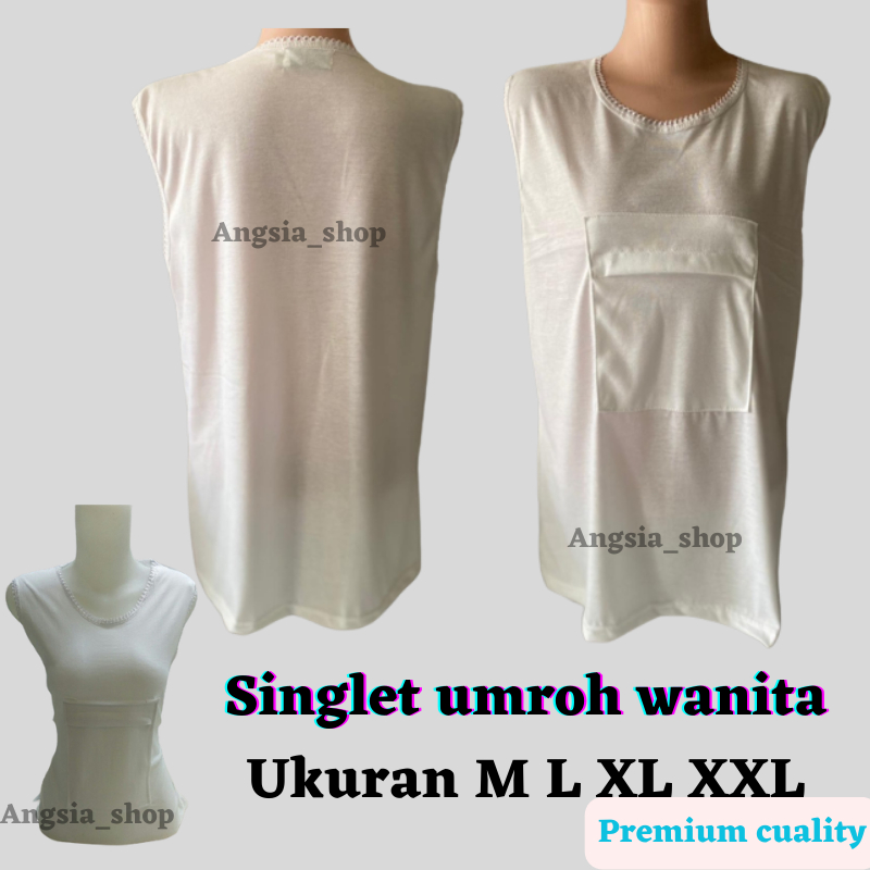 DALAMAN SINGLET WANITA BAJU HAJI DAN UMROH / SINGLET KANTONG WANITA / Singlet Renda Saku Satu / Perlengkapan Haji Dan Umroh Wanita
