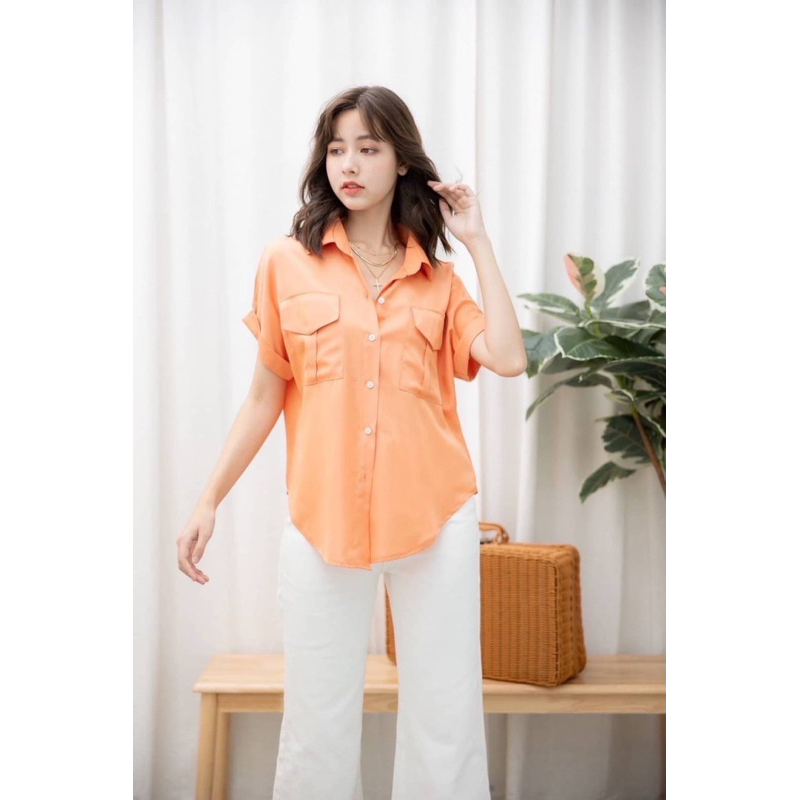 ATASAN KEMEJA MASAYA LENGAN PENDEK KANTONG 2 BLOUSE IMPORT PREMIUM BANGKOK (BJMSY7879)