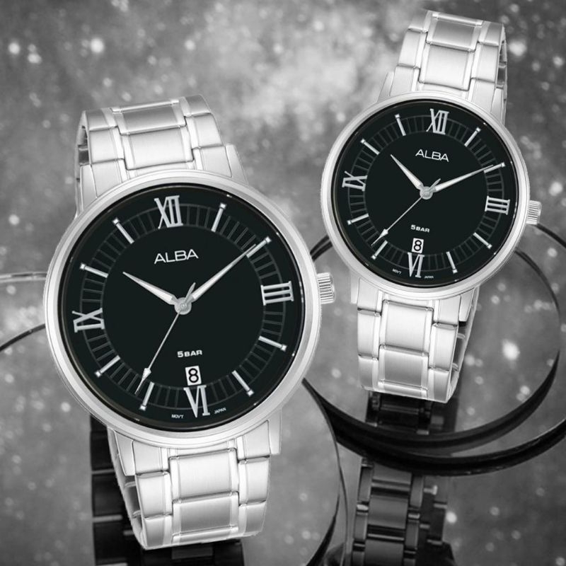 Jam Tangan  Couple ALBA Romawi Stainless steel/Jam Tangan Pasangan Terlaris