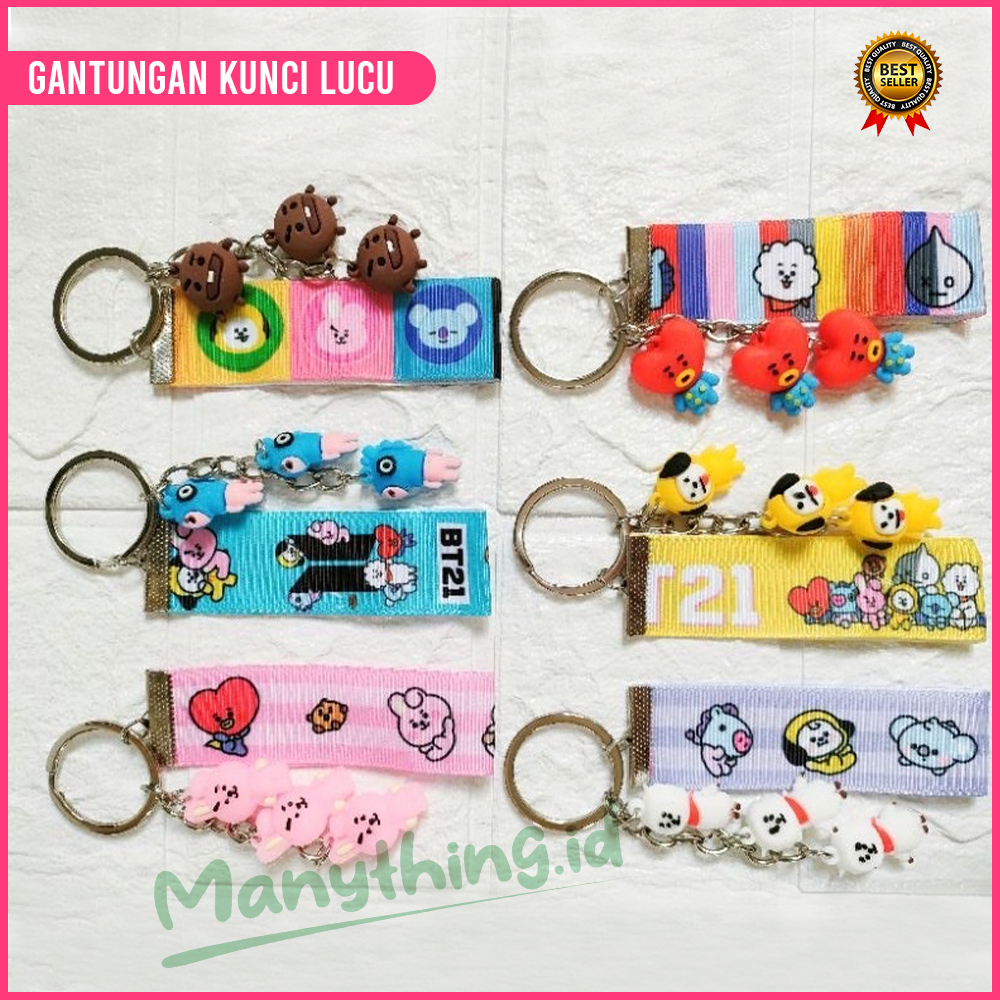 (MANYTHING) Gantungan Kunci Lucu - Gantungan BTS BT21 Strap - Keychain BTS BT21