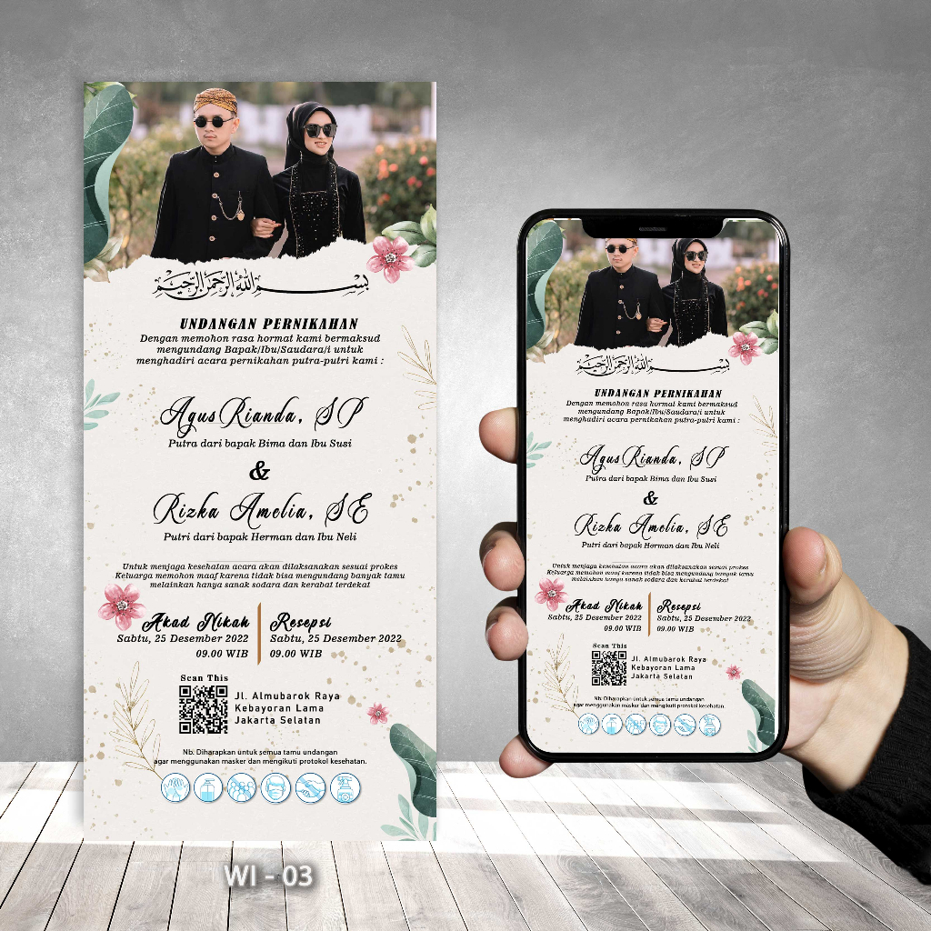 Undangan Digital Gambar JPG/JPEG / Undangan Statis Gambar Full Layar / Digital Wedding Invitation