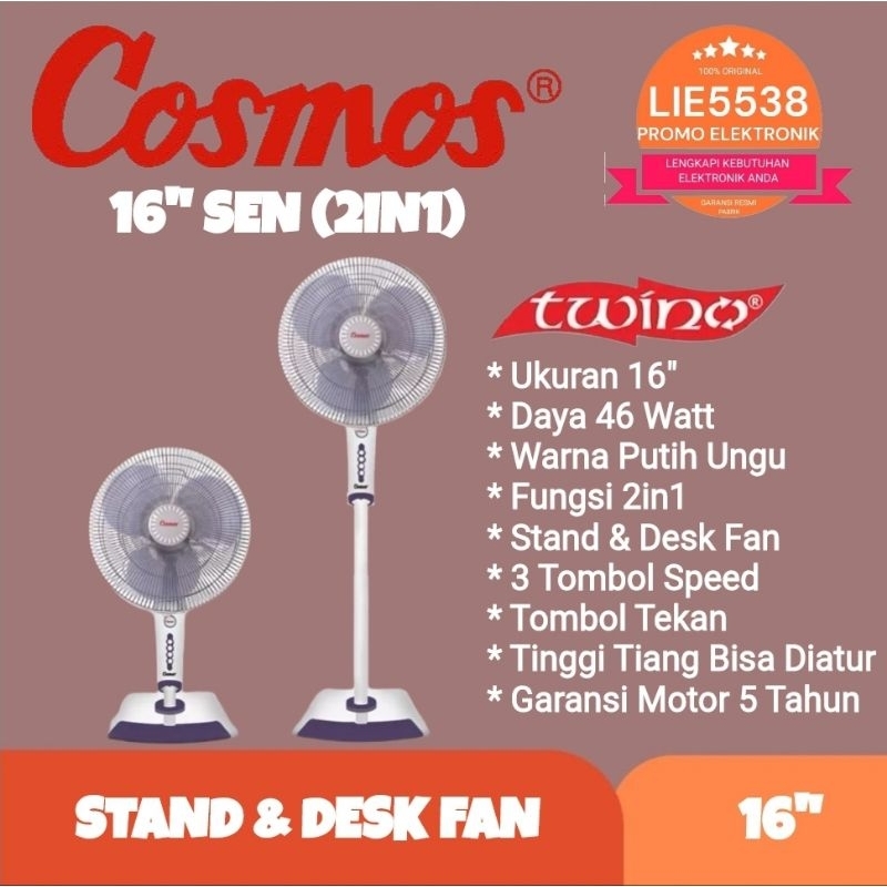 STAND FAN COSMOS SEN 2IN1 KIPAS ANGIN 16&quot; GARANSI RESMI