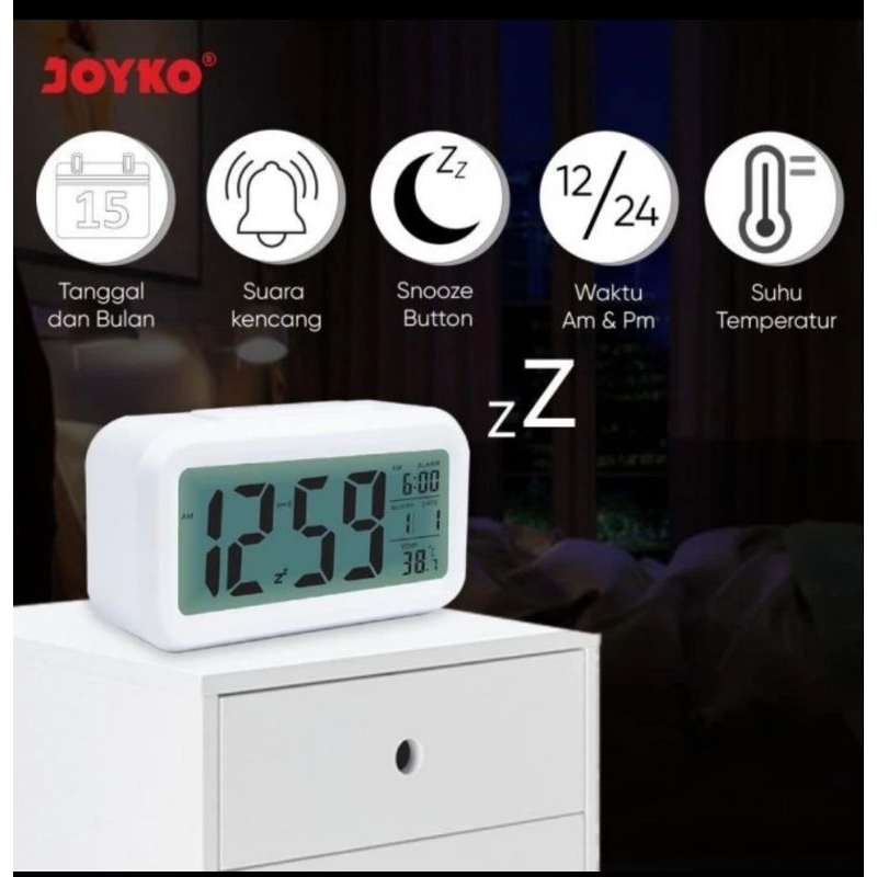 Alarm Clock Jam Beker JOYKO ALCL602D / Weker Dering, Suhu &amp; Kalender 602D