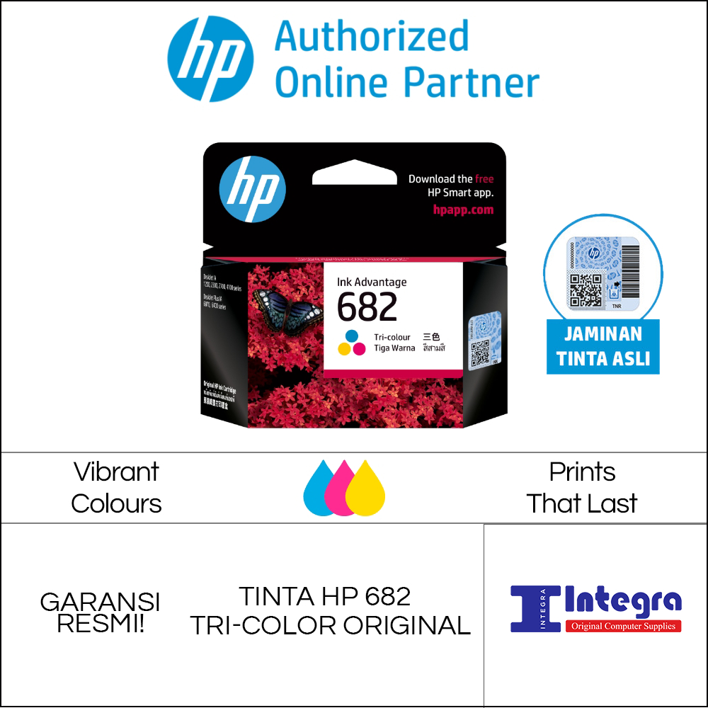 Tinta HP 682 Colour / Warna Original Cartridge - 3YM76AA HP 1216 2335 2336 2337 2775