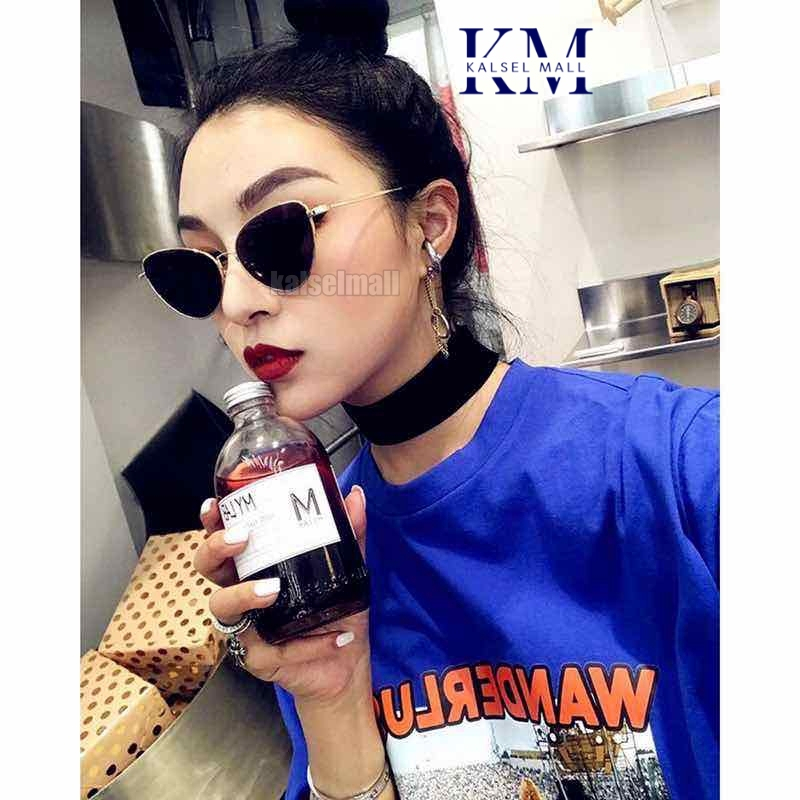 Frame Kacamata Hitam (UNISEX) WANITA PRIA Bentuk Cat Eye Horn Kucing Gaya Vintage Retro Bahan Metal Kcamata Item Korean Cat Eyes Anti UV Silau Sinar Matahari Sunglasses Eyewear Glasses Konser Pantai Jalan KCH41