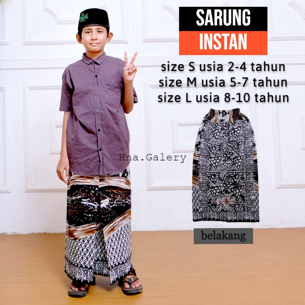 SARUNG INSTAN ANAK LAKI LAKI USIA 2-10 TAHUN / SARUNG INSTAN MOTIF BATIK / SARUNG INSTAN ANAK LAKI L