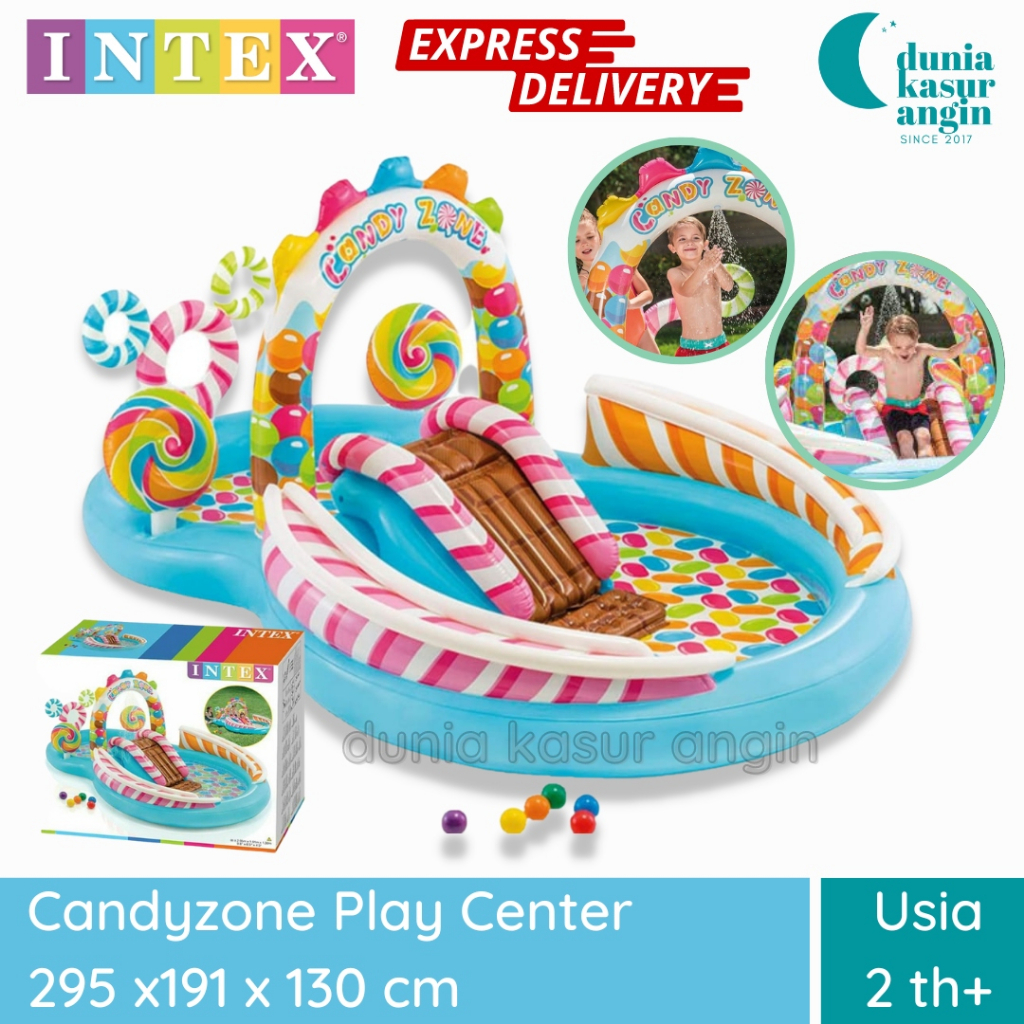 DuniaKasurAngin - Kolam Perosotan Intex 57149 Candy Zone Play Center Kolam Renang Karet Anak Keluarg