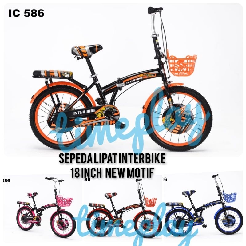 Interbike Sepeda Lipat ukuran 16 18 inch Keranjang Boncengan