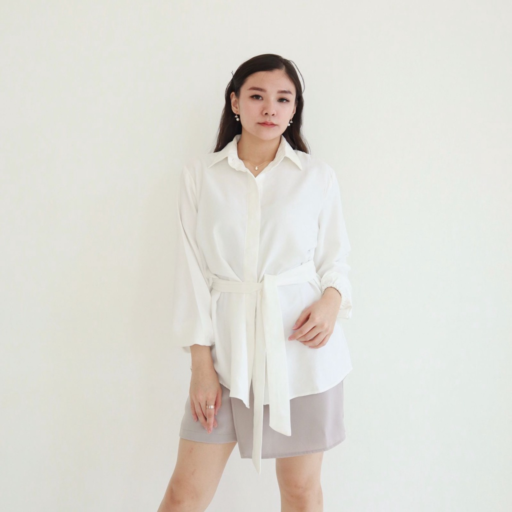 Cherry Shirt Longsleeve Blouse Bahan Crinkle Air Flow