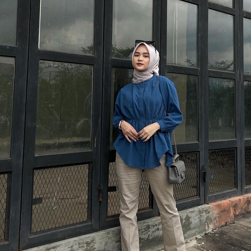 ALYA SHIRT - Kemeja Wanita - Atasan Wanita Oversize - Bahan Crinkle Air Flow