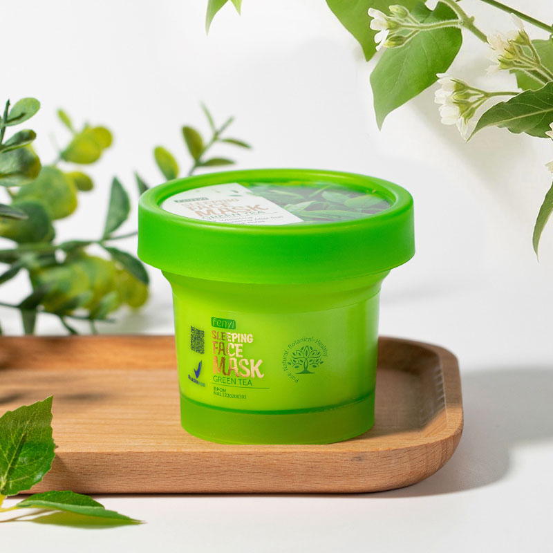 BPOM Fenyi Green Tea Sleeping Mask Pelembab Wajah Menghilangkan Jerawat Tanpa Bilas Krim Malam 100g