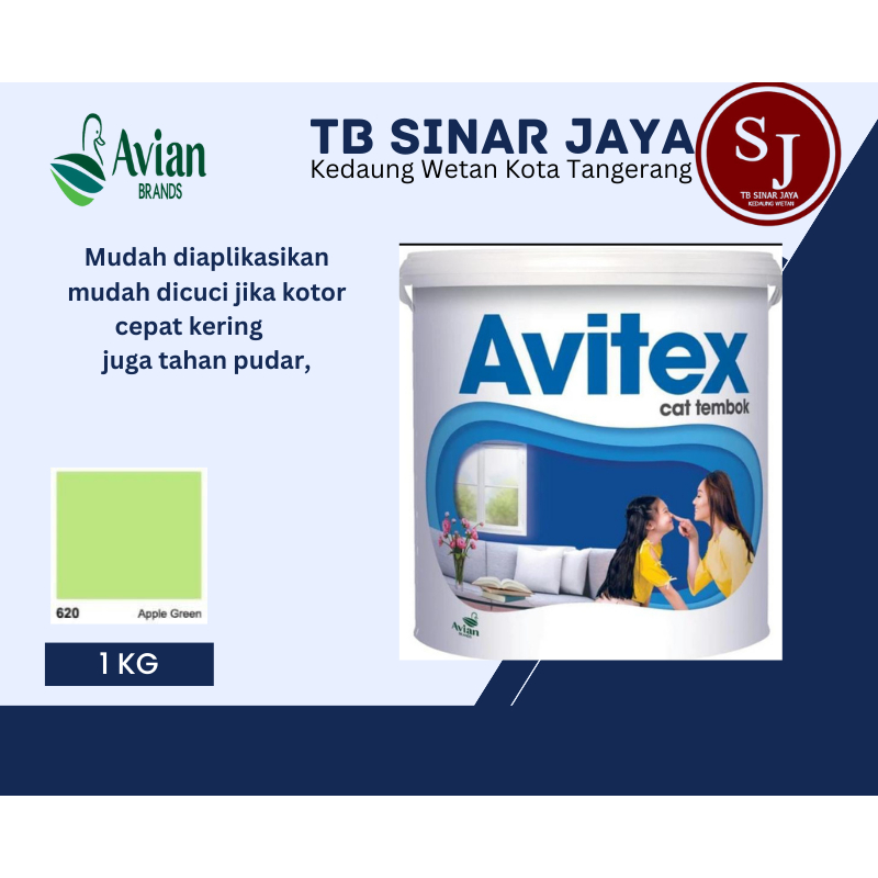 Cat AVITEX 1KG Cat Tembok dan Plafon - 620 Apple Green