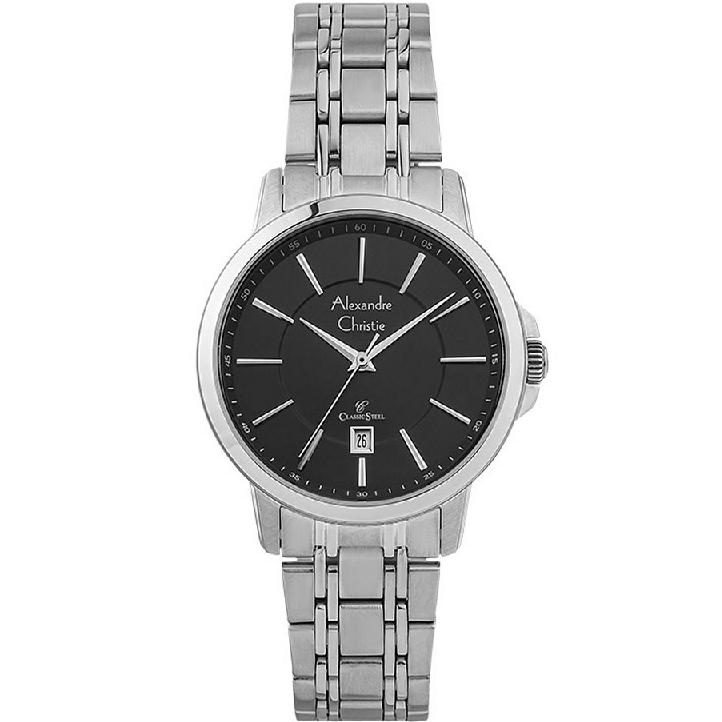 JAM TANGAN WANITA ALEXANDRE CHRISTIE AC8636 AC 8636 LDBSSBA SILVER BLACK ANALOG STAINLESS STRAP