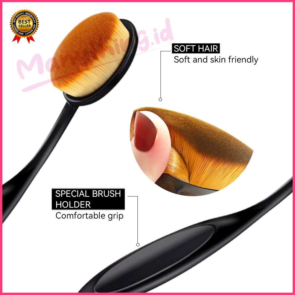 Kuas Oval Foundation Brush Make Up Gagang Hitam Mini Murah foundation blending