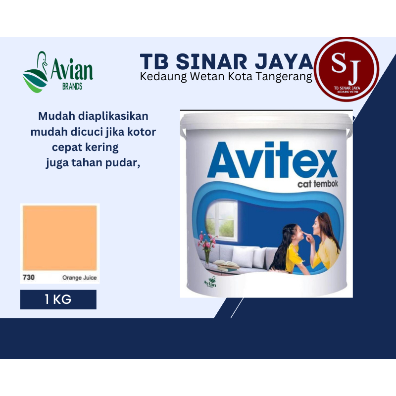 Cat AVITEX 1KG Cat Tembok dan Plafon -730 Orange Juise