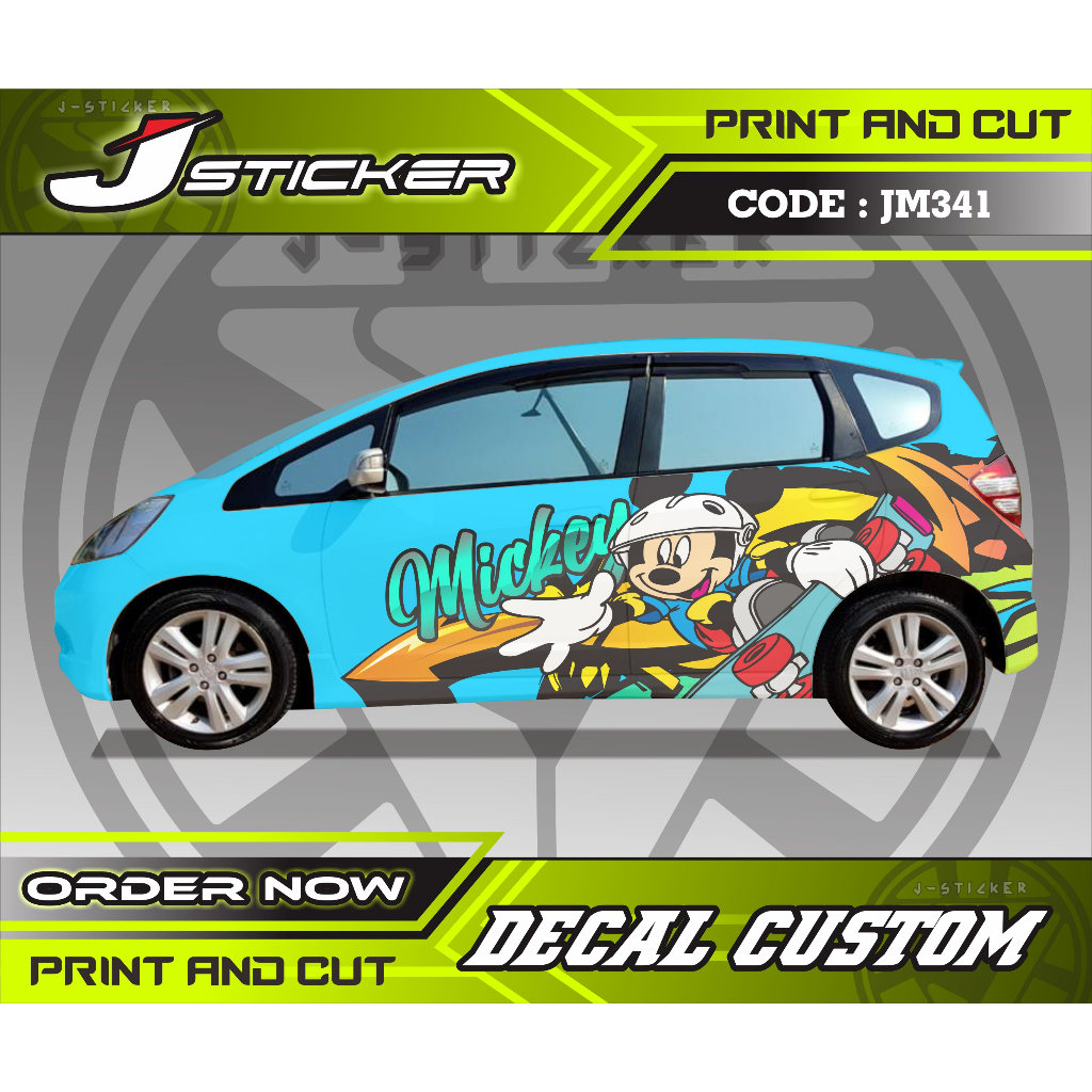sticker printing decal mickey mouse keren mobil brio jazz calya ertiga