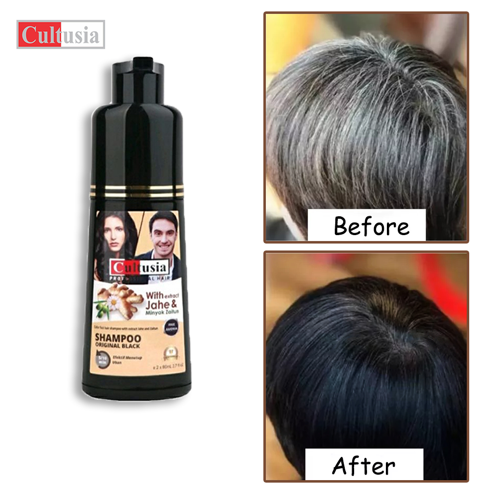 Shampoo Pewarna Rambut Sampo Penghitam Rambut Cultusia Coloring Shampoo Black & Wood Brown 160ml Sha