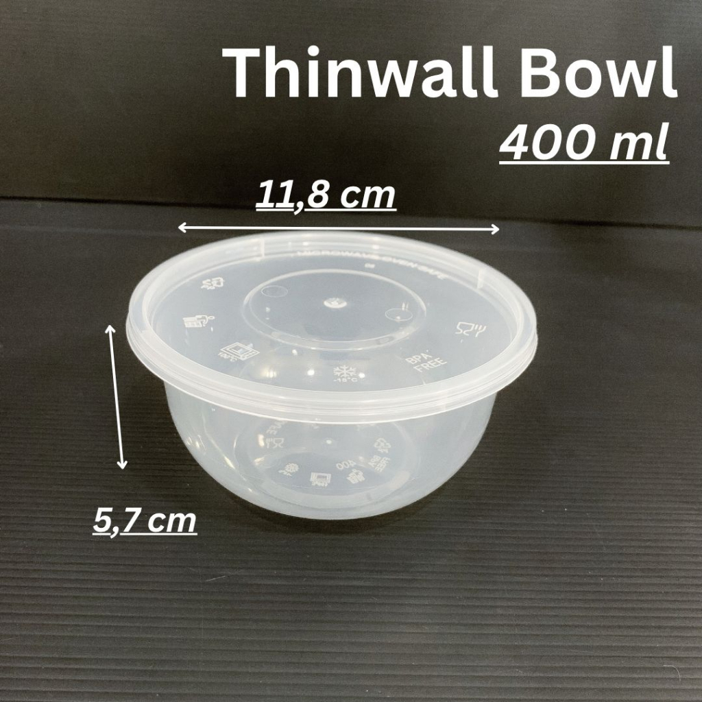 Thinwall Bowl 400 ml / Mangkok Makan Plastik 400ml