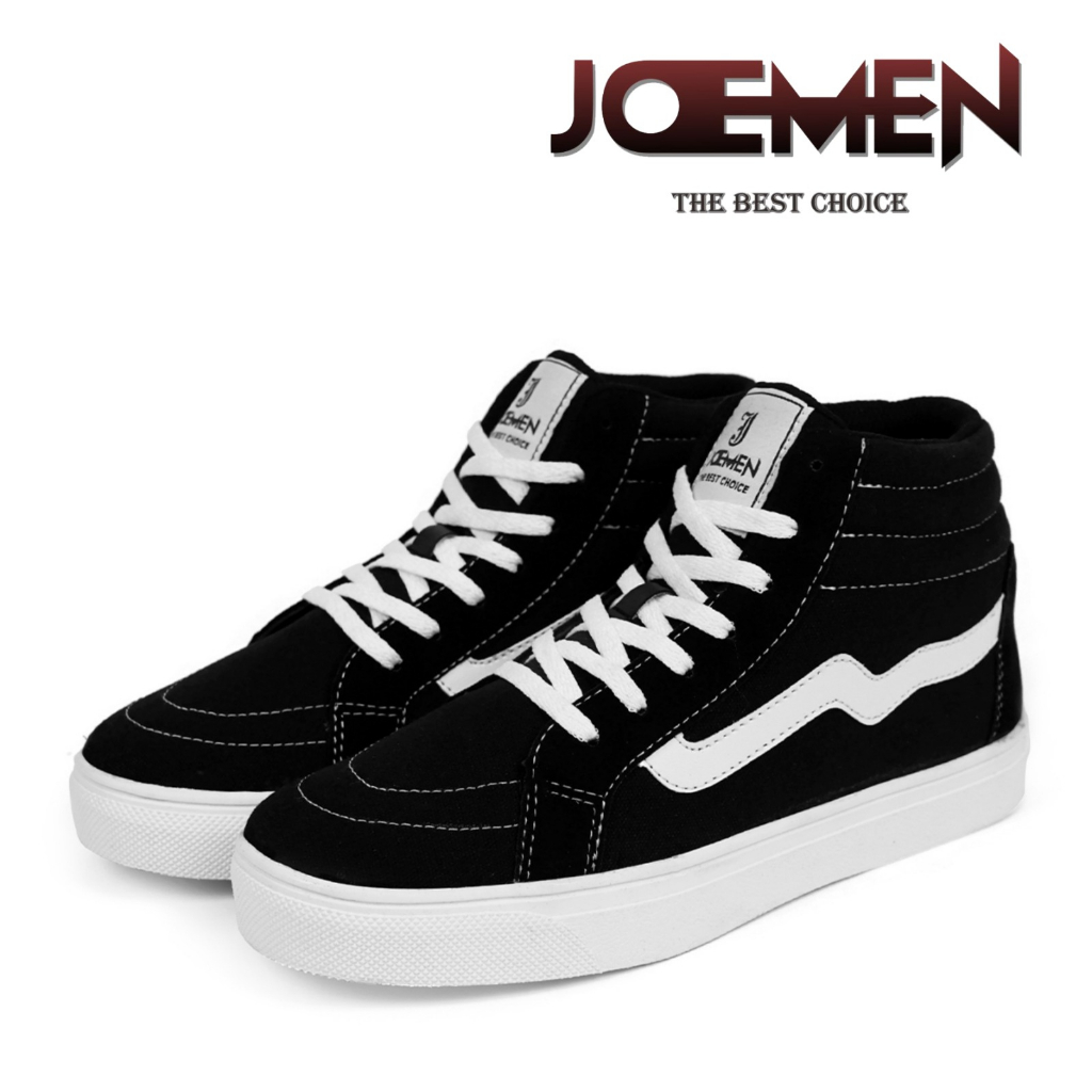 Sepatu Sneakers Joemen J 91 High Black White Natural Original 100% Brand Lokal Sepatu Pria Casual