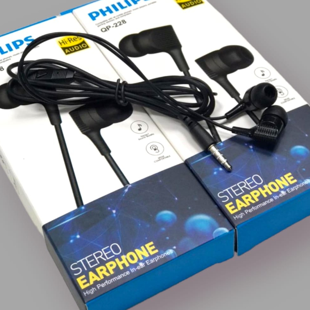 NEW  HEADSET /  HANSFREE/ STEREO EARPHONE QP -228 PHILIPS KUALITAS BAGUS