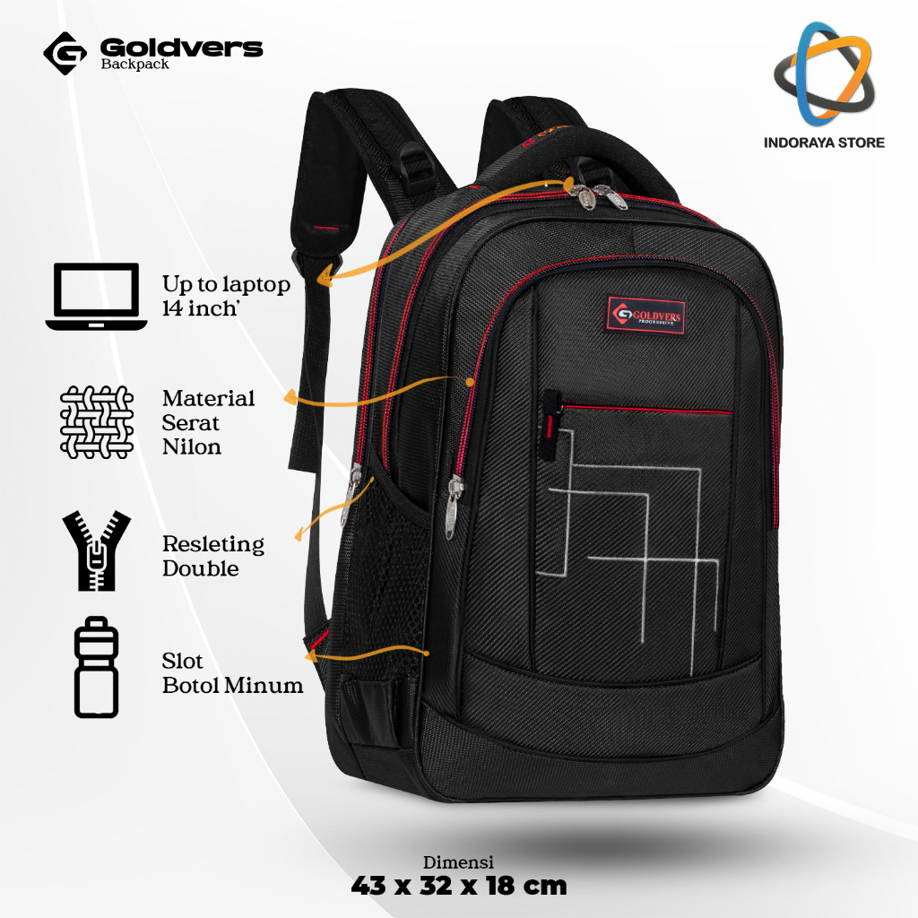 Tas Ransel Goldvers Backpack Pria dan Wanita Untuk Remaja Tas Ransel Sekolah Free Raincover