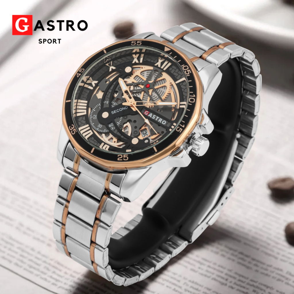 Jam Tangan Pria Murah GASTRO SPORT Watch 8627 Hitam Anti Air Analog Tahan Air