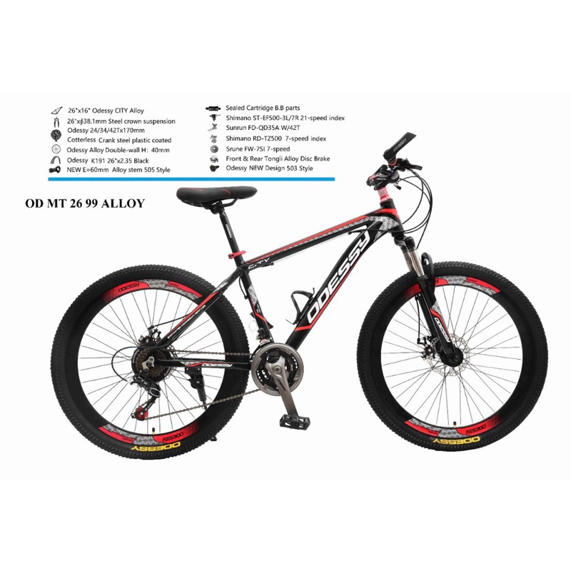 Sepeda Gunung MTB ODESSY 26 inch 99 Alloy 21Speed Free Tempat botol minum Velg Double Wall alloy