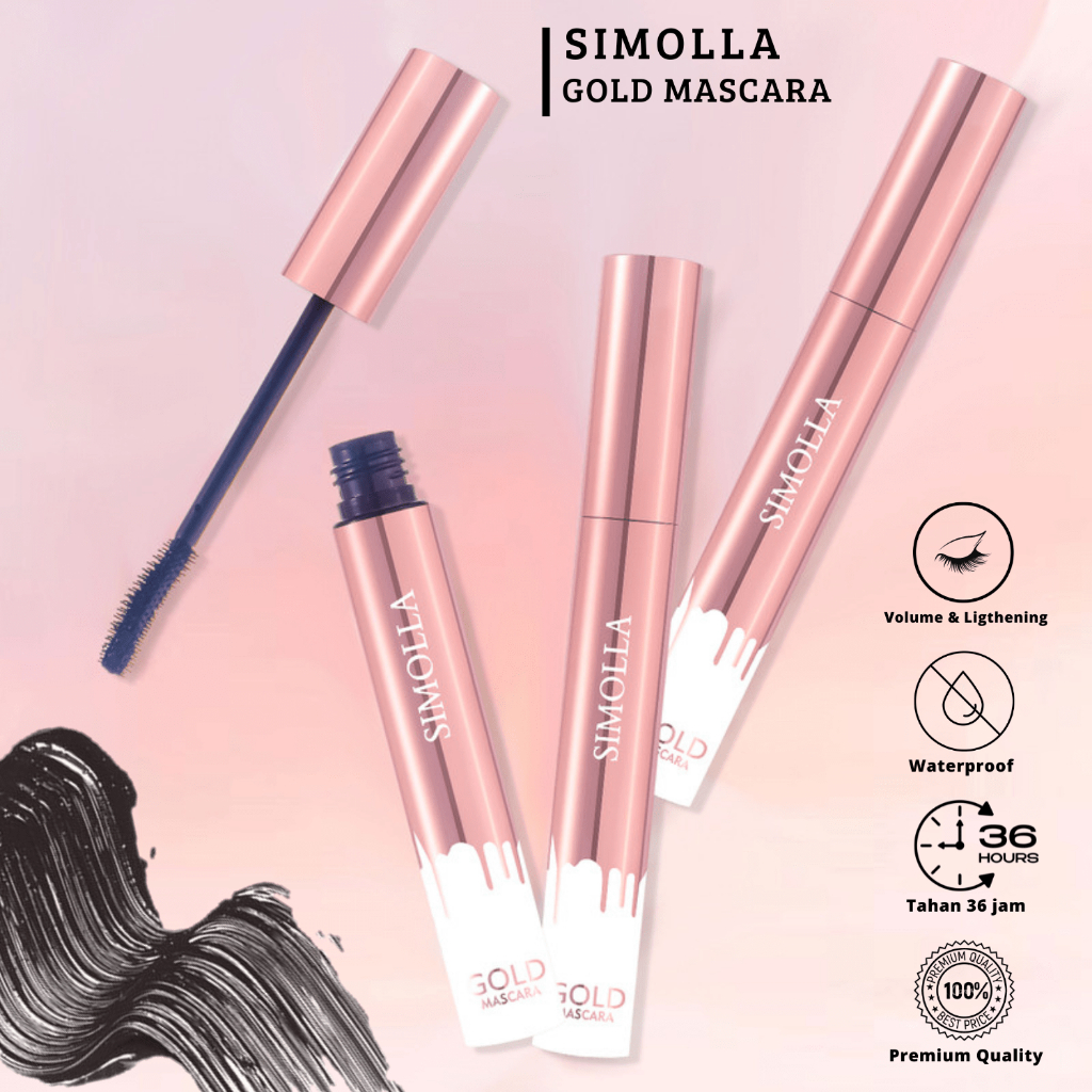 SIMOLLA Mascara Premium Waterproof Long Lasting Curl/Maskara Badai Tahan Air Dan Tahan Lama 36 Jam
