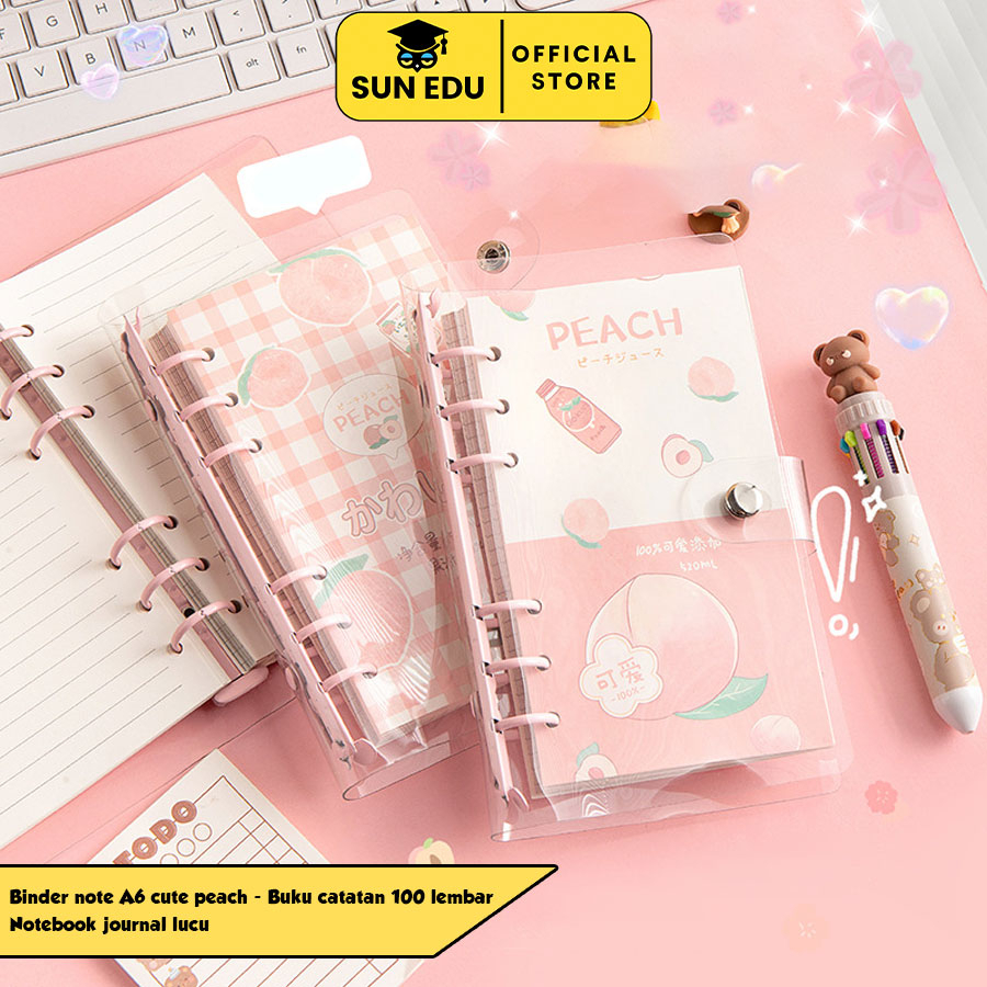 

Binder note A6 cute peach / Buku catatan 100 lembar/ Notebook journal lucu
