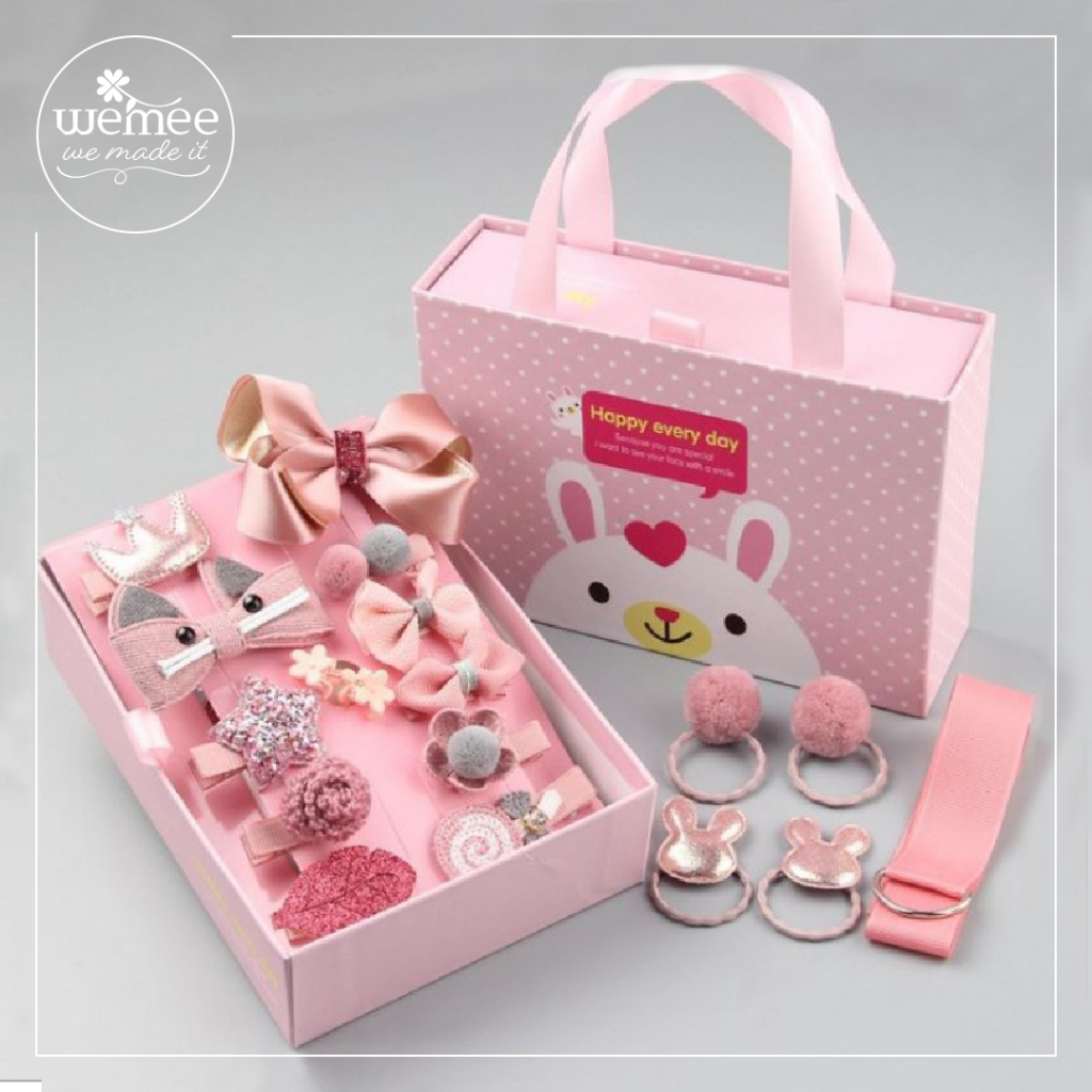 Ikat Rambut Anak Set / Set Gift Box & Paper Bag - Ikat Rambut Anak - Jepit Rambut Anak Set -
