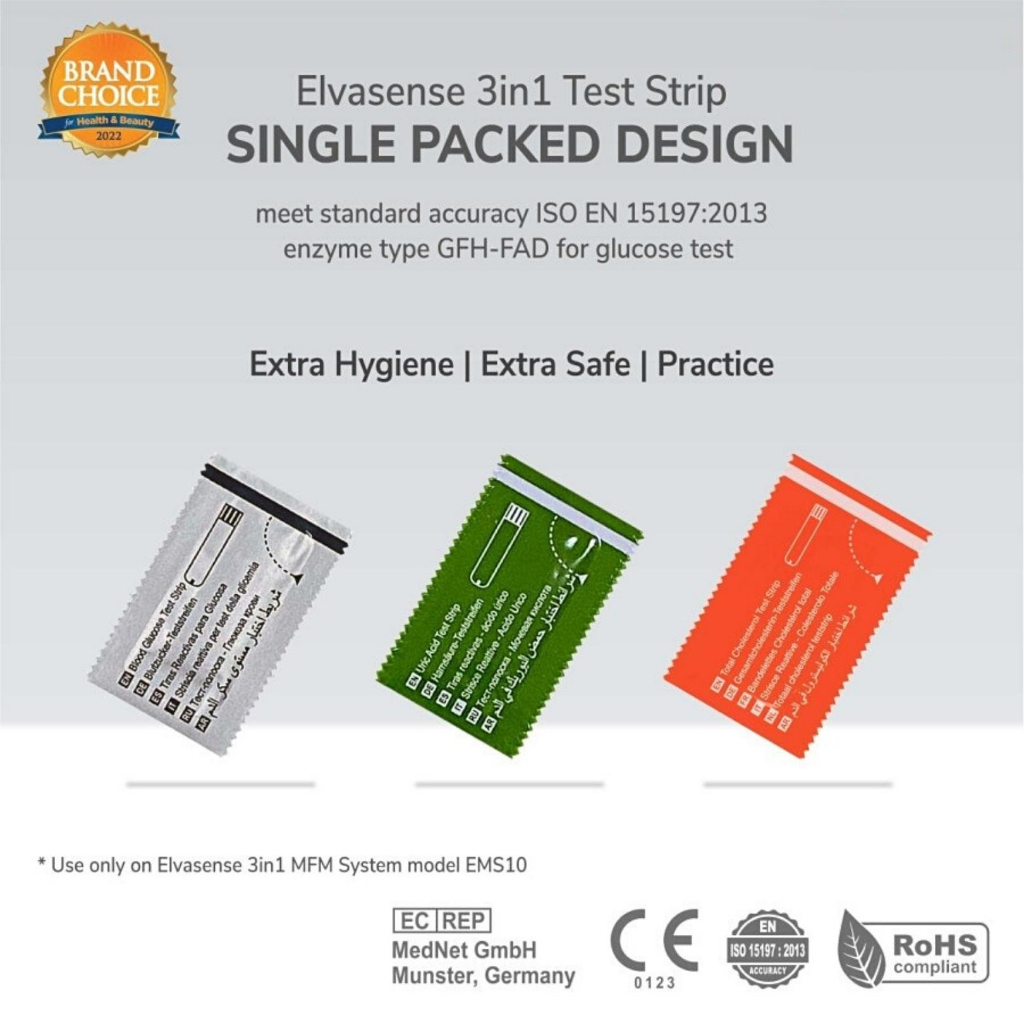 ELVASENSE Strip Refill Asam Urat SINGLE PACK Elvasense 3in1 Isi 25 Strip