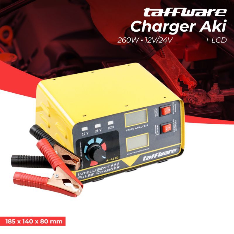 Taffware Charger Aki 260W 12V/24V + LCD Display - AJ-618D