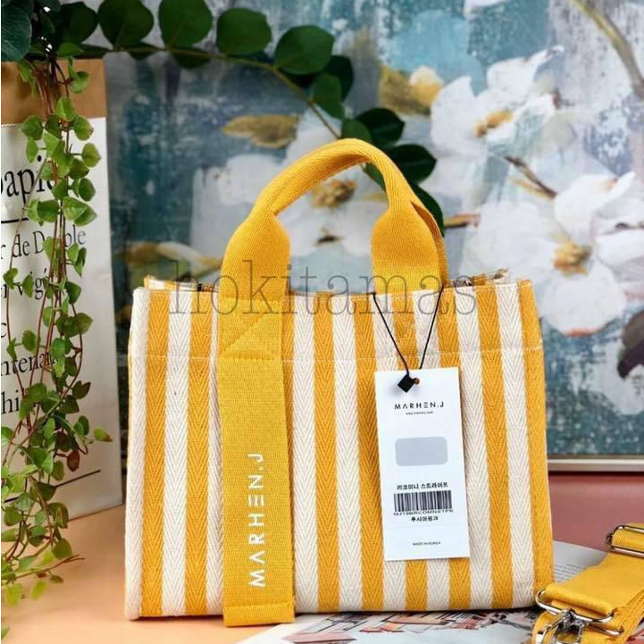 TAS SELEMPANG WANITA GARIS BERWARNA BAHAN KANVAS