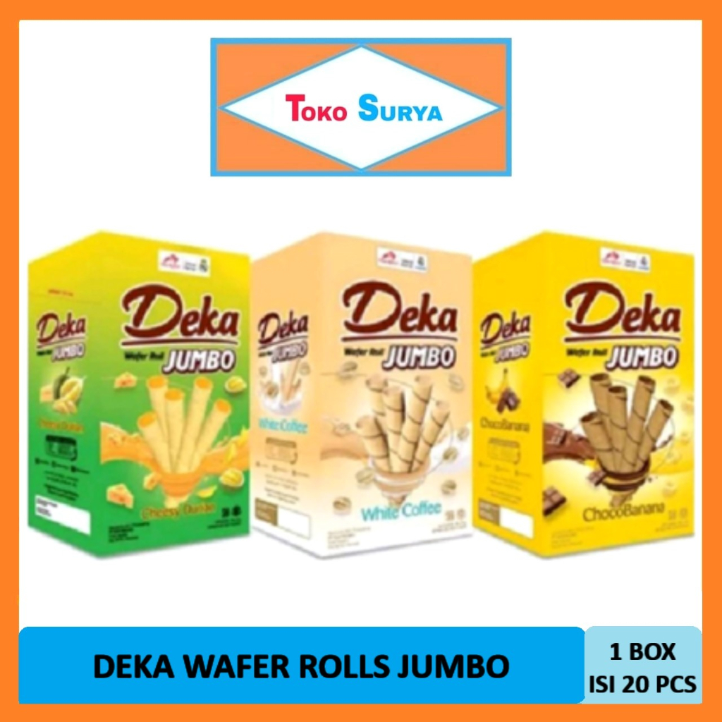 

Deka Wafer Roll Jumbo Choco Banana/White Coffee/Cheesy Durian 20 x 16Gr