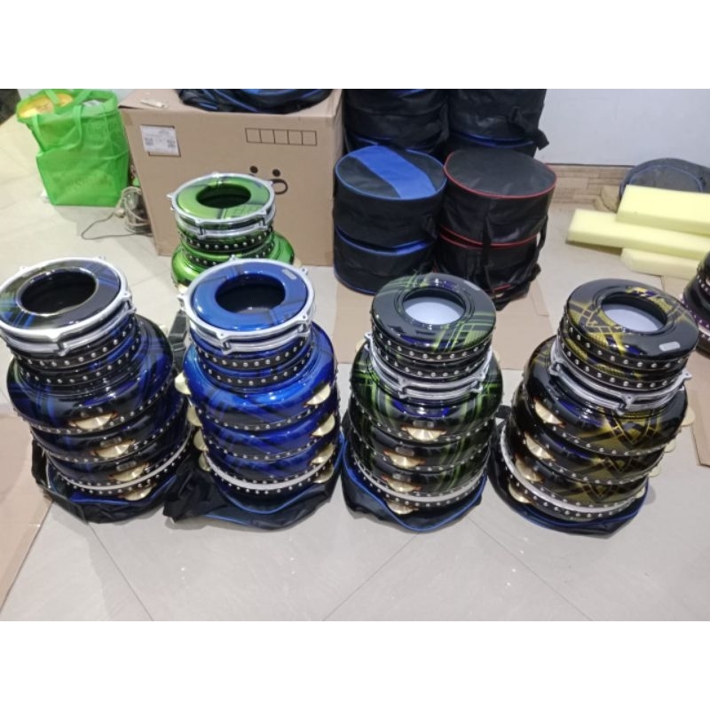 Rebana 1set 4pcs motif beranjang